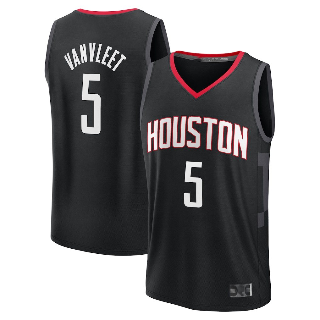 Odoa H.Rockets #5 Fred VanVleet Black Fast Break Replica Player Stitched Jerseys- Statement Edition