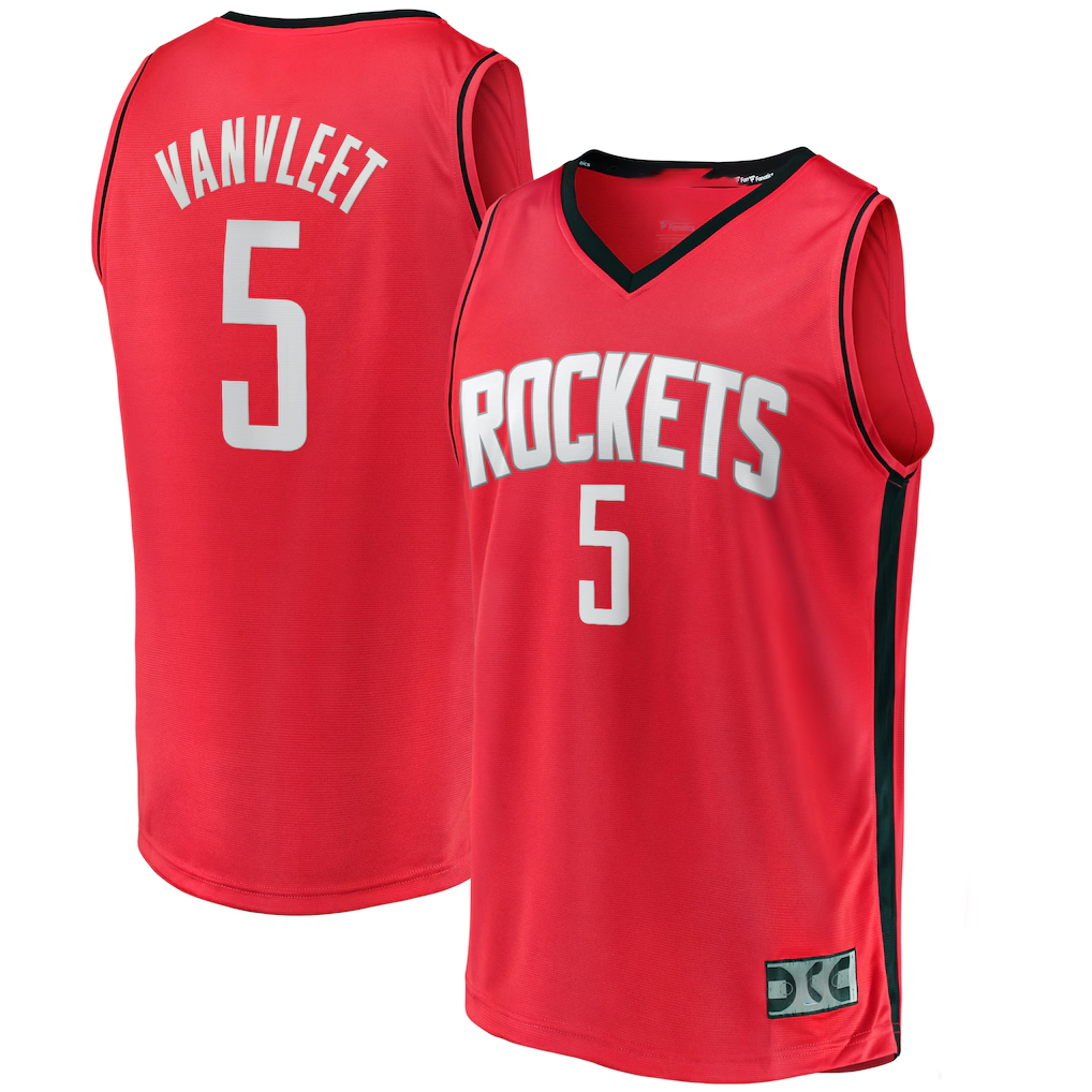 Odoa H.Rockets #5 Fred VanVleet Red Fast Break Replica Player Stitched Jerseys- Icon Edition