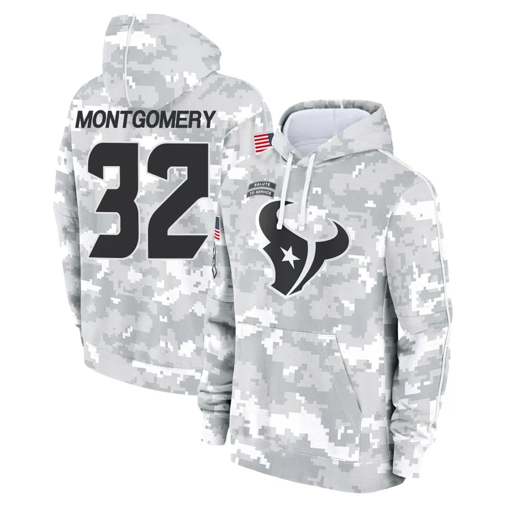 Odoa H.Texans #32 David Montgomery Player Arctic Camo Salute to Service Hoodies Limited Game Stitched Jerseys