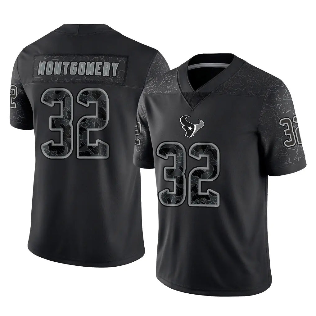 Odoa H.Texans #32 David Montgomery Player Black Reflective Limited Game Stitched Jerseys