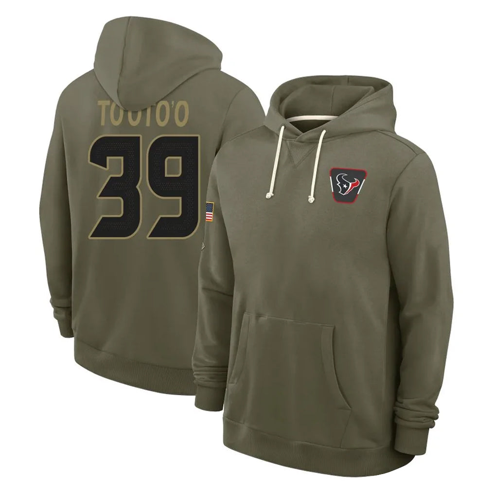 Odoa H.Texans #39 Henry To'oTo'o Player Olive Salute to Service Pullover Hoodies Limited Stitched Jerseys