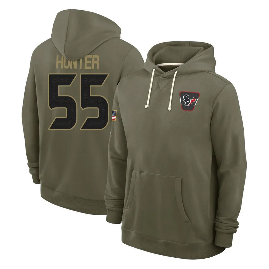 Odoa H.Texans #55 Danielle Hunter Player Olive Salute to Service Pullover Hoodies Limited Stitched Jerseys