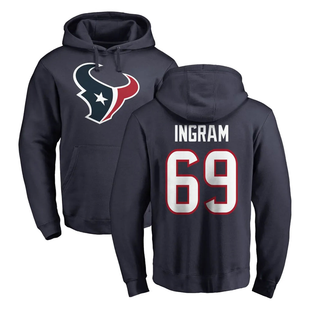 Odoa H.Texans #69 Ed Ingram Player Navy Pro Line Pullover Hoodie Limited Game Stitched Jerseys