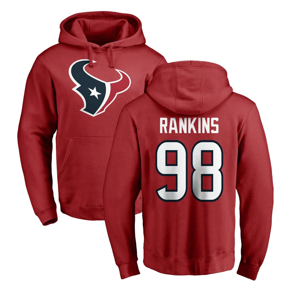 Odoa H.Texans #98 Sheldon Rankins Player Red Pro Line Pullover Hoodie Limited Game Stitched Jerseys