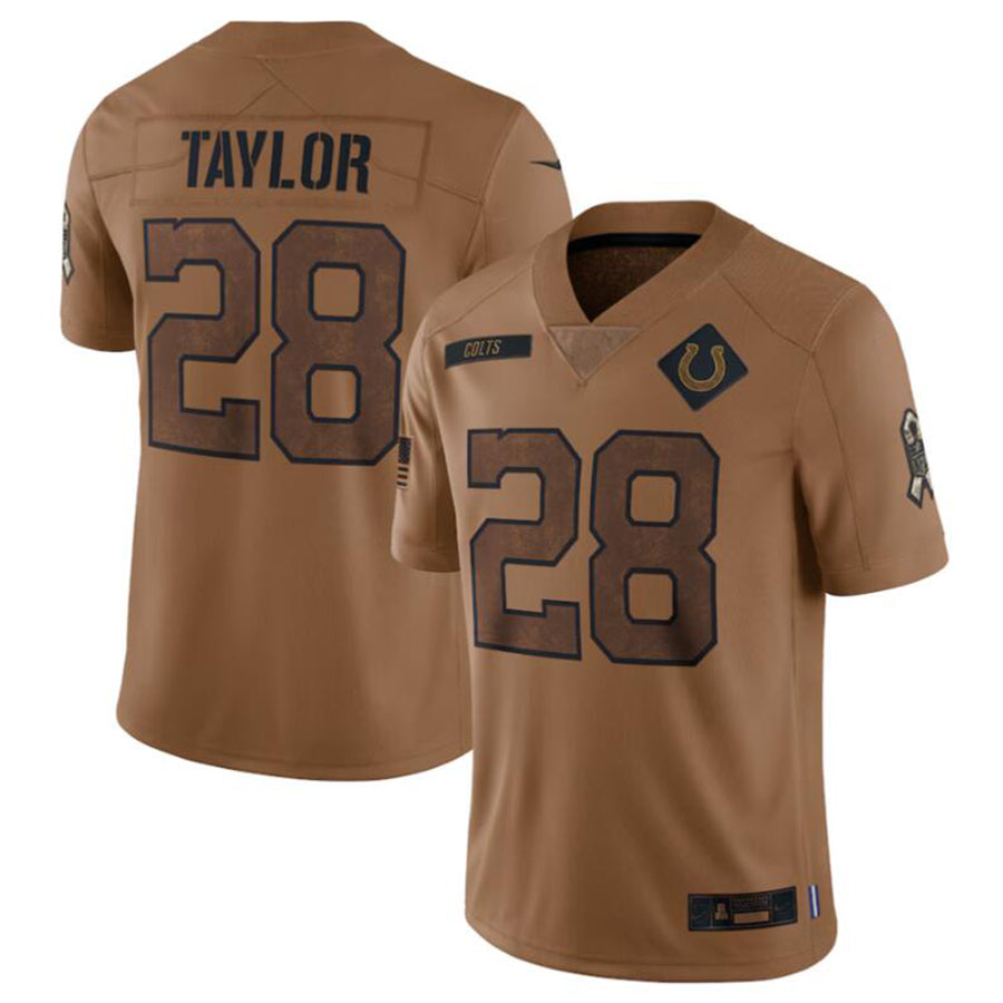 Odoa IN.Colts #28 Jonathan Taylor Brown 2023 Salute To Service Limited Jersey Stitched Jerseys