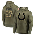 Odoa IN.Colts #27 Justin Walley Player Olive Salute to Service Pullover Hoodies Home Game Stitched Jerseys