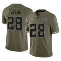 Odoa IN.Colts #28 Jonathan Taylor Player Olive Salute To Service Limited Stitched Jerseys