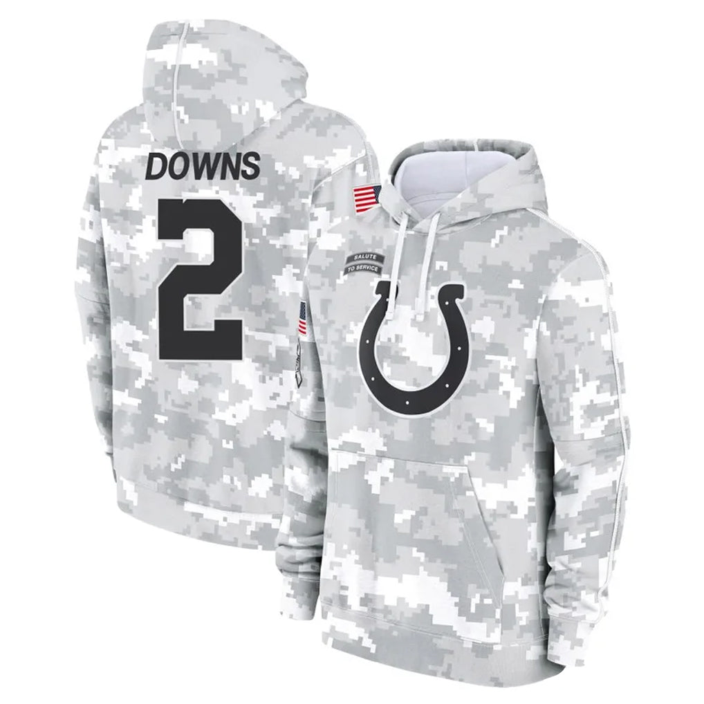 Odoa IN.Colts #2 Josh Downs Player Arctic Camo Salute to Service Hoodies Limited Game Stitched Jerseys