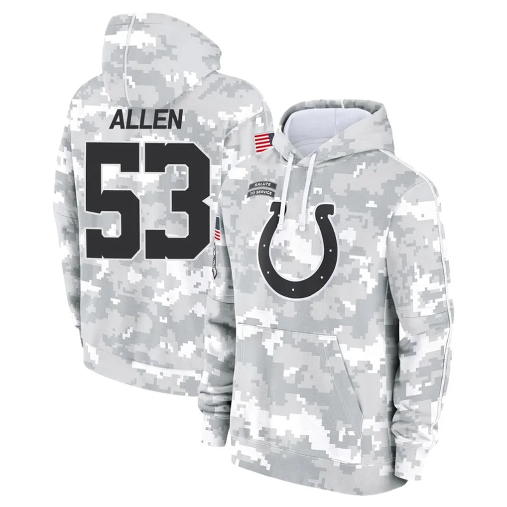 Odoa IN.Colts #53 CJ Allen Player Arctic Camo Salute to Service Hoodies Limited Game Stitched Jerseys