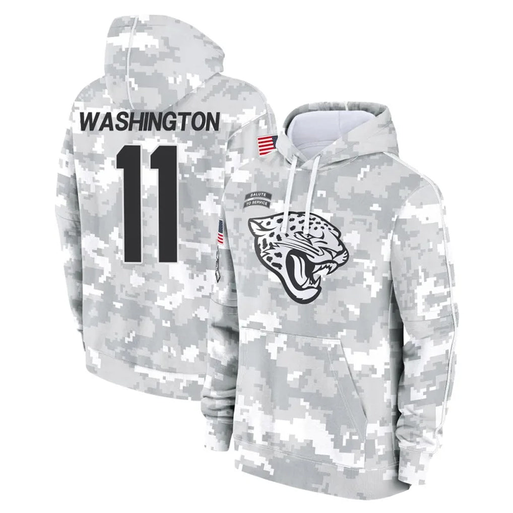 Odoa J.Jaguars #11 Parker Washington Player Arctic Camo Salute to Service Hoodies Limited Game Stitched Jerseys
