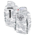 Odoa J.Jaguars #1 Montaric Brown Player Arctic Camo Salute to Service Hoodies Limited Game Stitched Jerseys