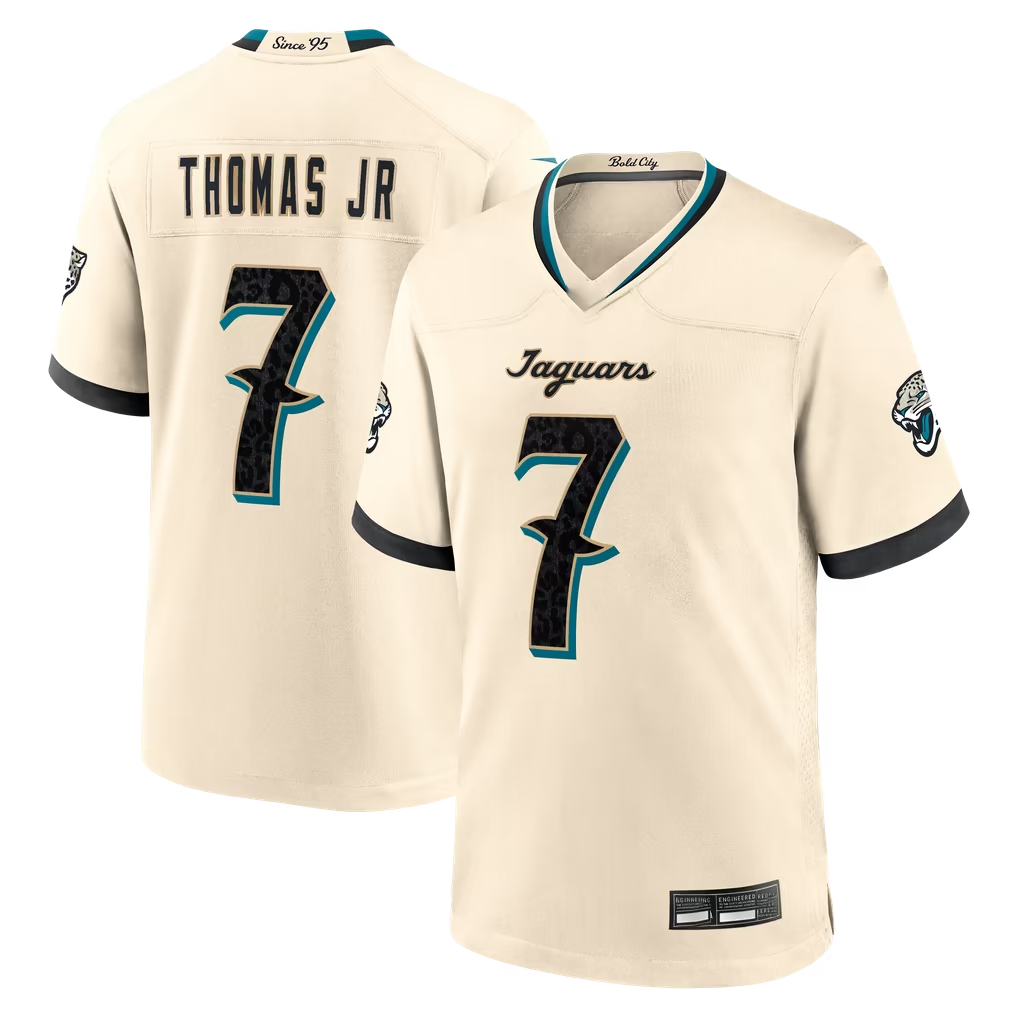 Odoa J.Jaguars #7 Brian Thomas Jr. Natural 2026 Rivalries Collection Game Stitched Jerseys
