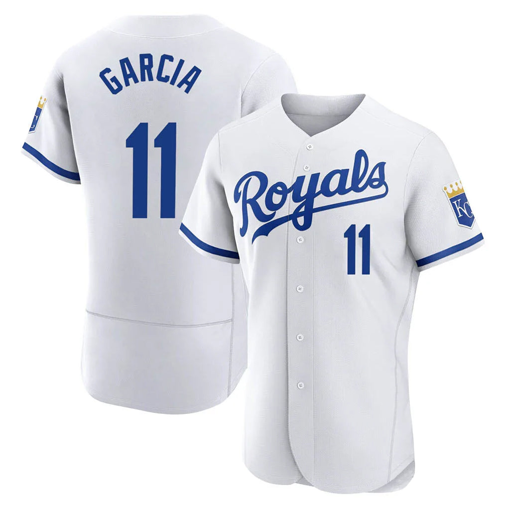 Odoa KC.Royals #11 Maikel Garcia Player White Limited Elite Home Game Stitched Jerseys