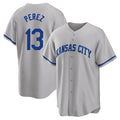 Odoa KC.Royals #13 Salvador Perez Player Gray Game Home Stitched Jerseys