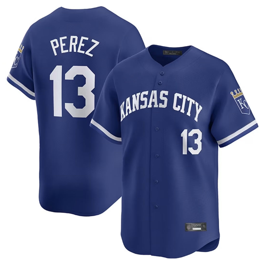 Odoa KC.Royals #13 Salvador Perez Player Royal Limited Home Stitched Jerseys