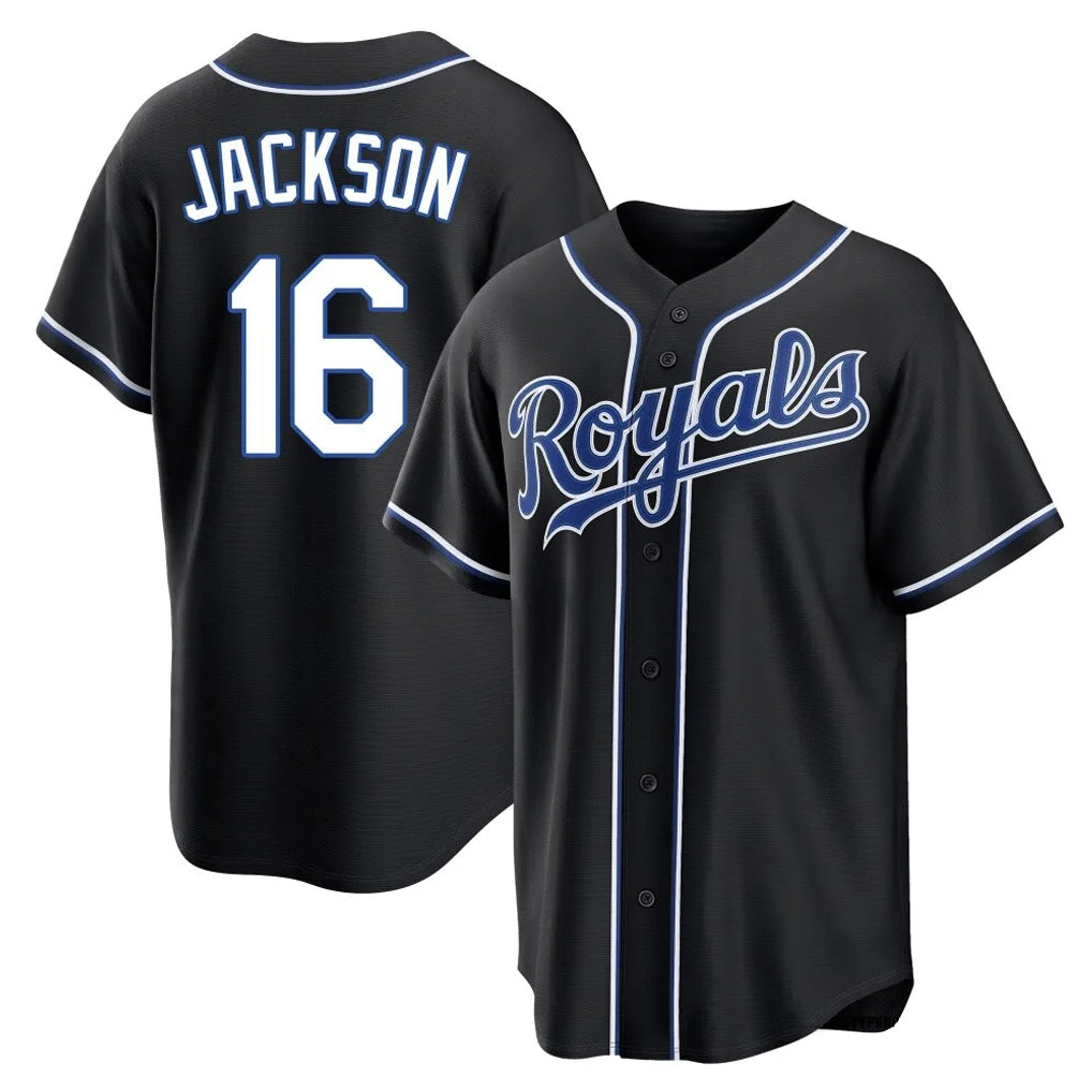 Odoa KC.Royals #16 Bo Jackson Player Black Carbon Fashion Home Game Stitched Jerseys