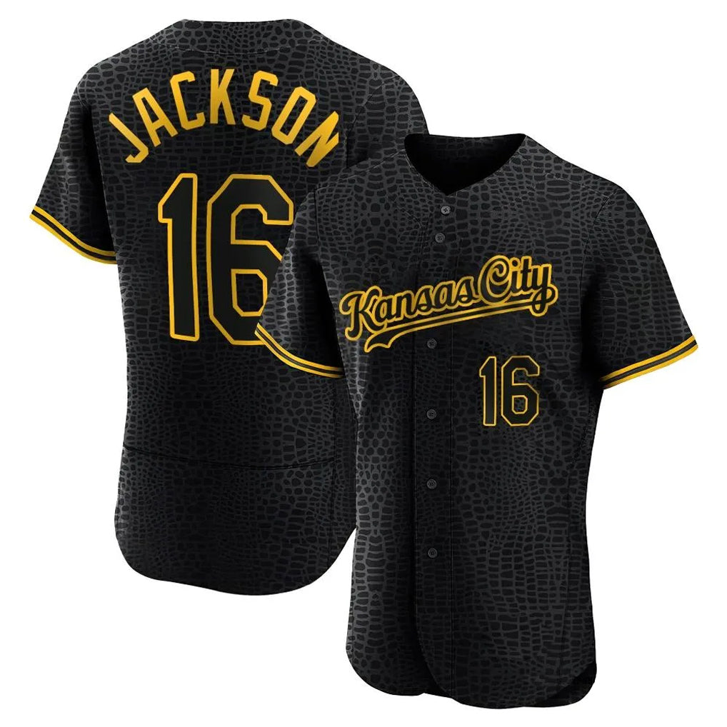 Odoa KC.Royals #16 Bo Jackson Player Black Snake Skin City Limited Elite Stitched Jerseys