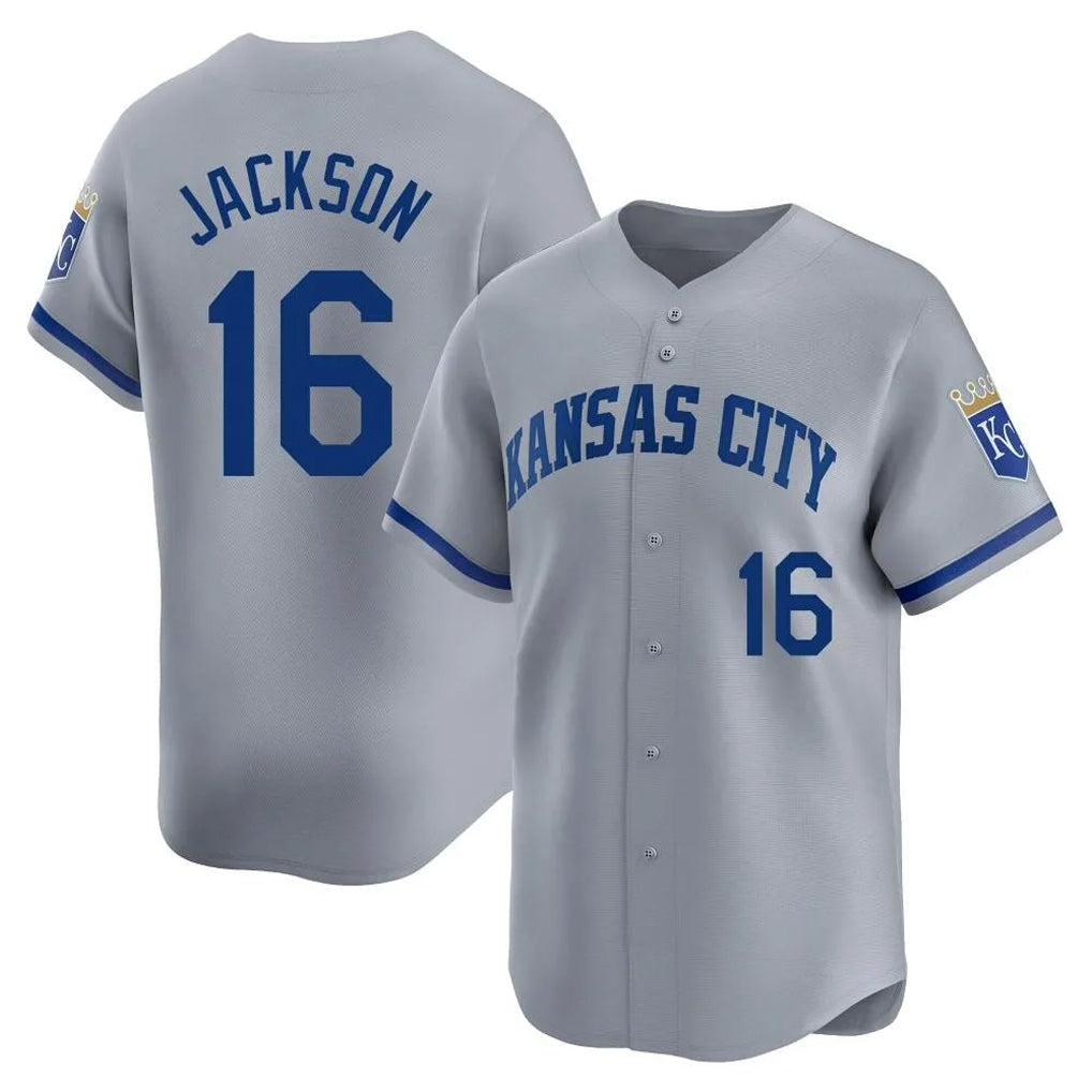 Odoa KC.Royals #16 Bo Jackson Player Gray Limited Home Stitched Jerseys