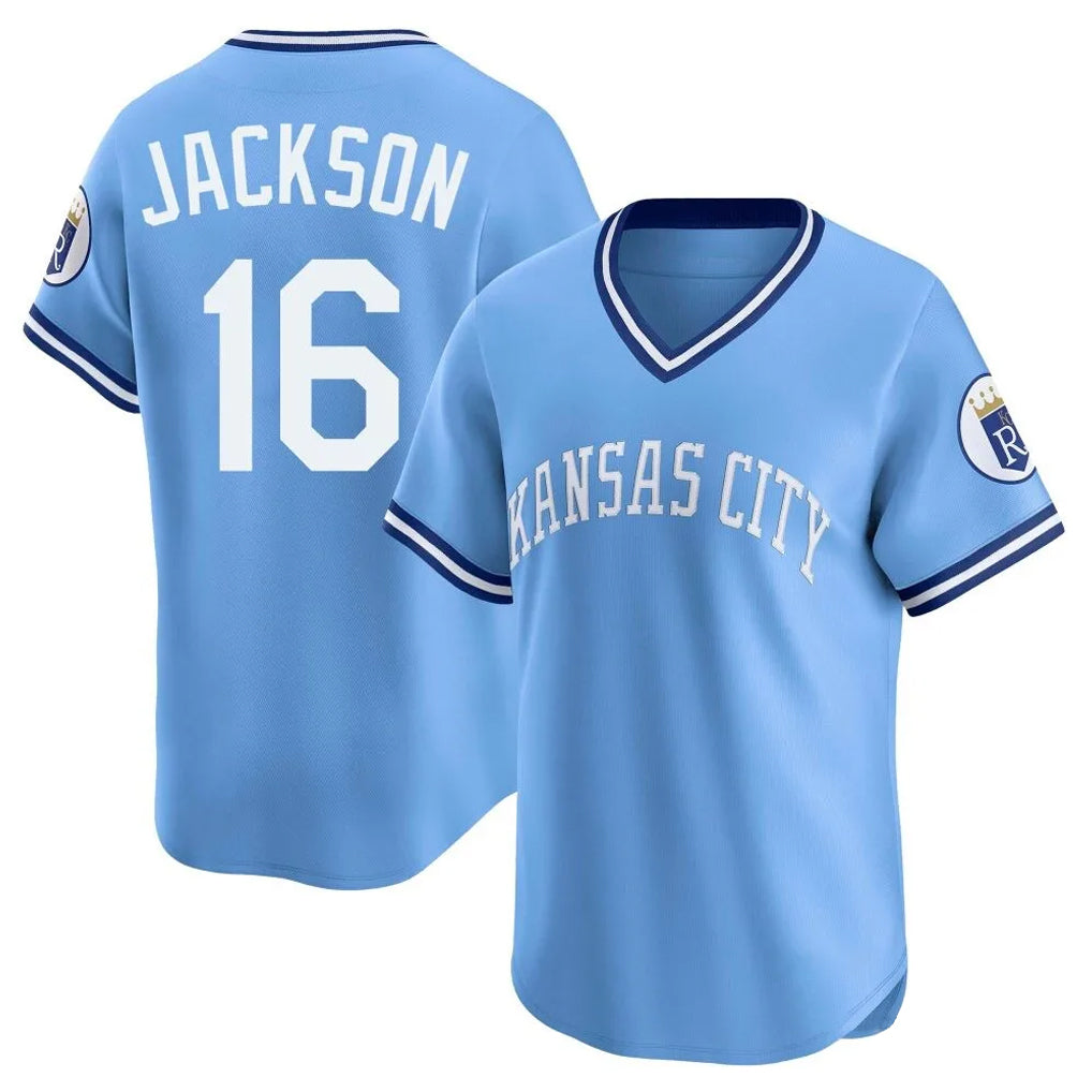 Odoa KC.Royals #16 Bo Jackson Player Light Blue Limited Throwback Cooperstown Collection T-shirt Stitched Jerseys