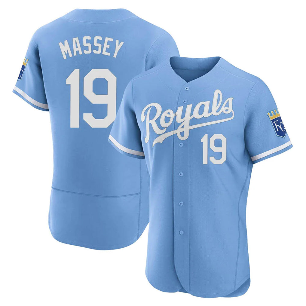 Odoa KC.Royals #19 Michael Massey Player Light Blue Alt Limited Elite Home Stitched Jerseys