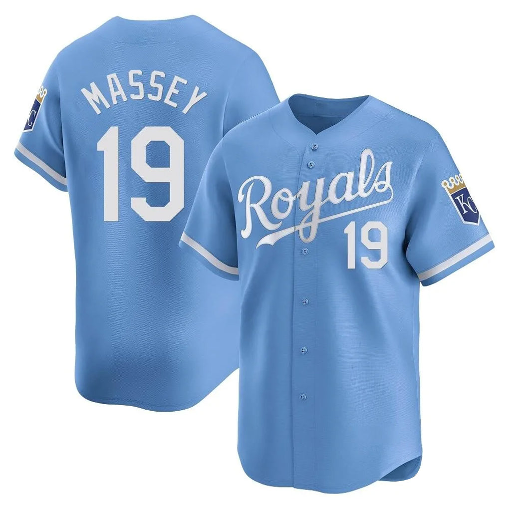 Odoa KC.Royals #19 Michael Massey Player Light Blue Alt Limited Home Stitched Jerseys