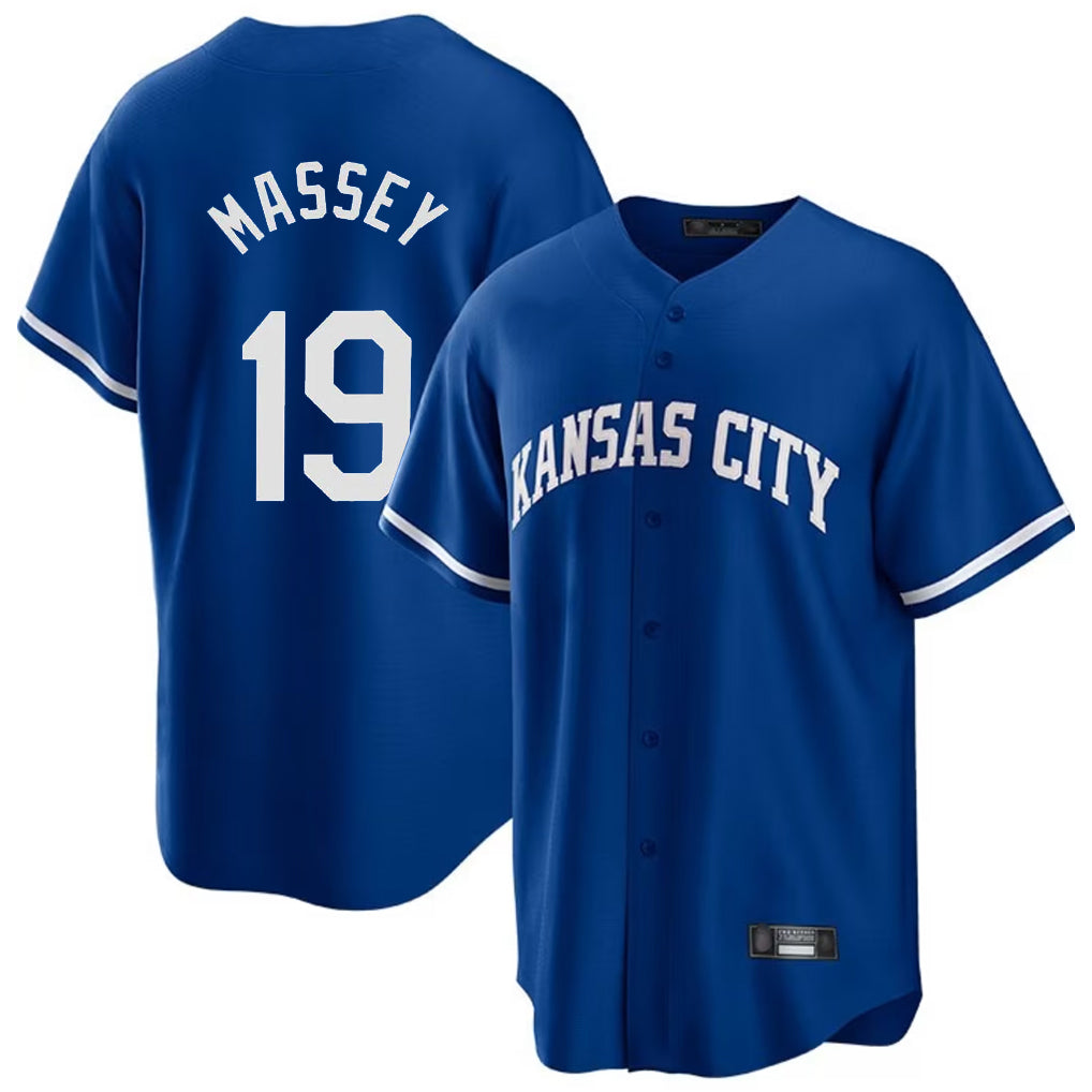 Odoa KC.Royals #19 Michael Massey Player Royal Game Home Stitched Jerseys