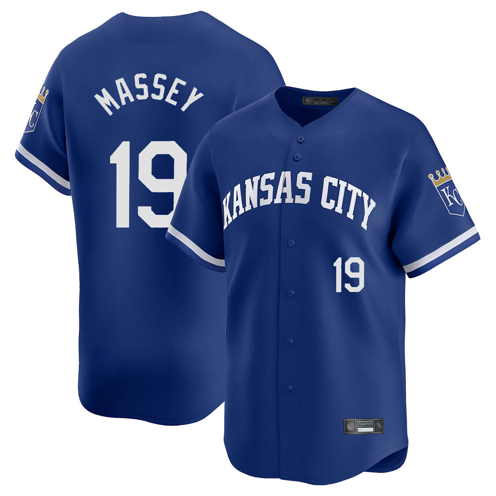 Odoa KC.Royals #19 Michael Massey Player Royal Limited Home Stitched Jerseys