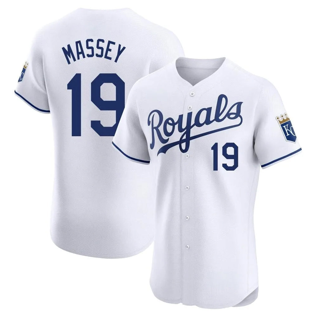 Odoa KC.Royals #19 Michael Massey Player White Alt Limited Elite Home Stitched Jerseys