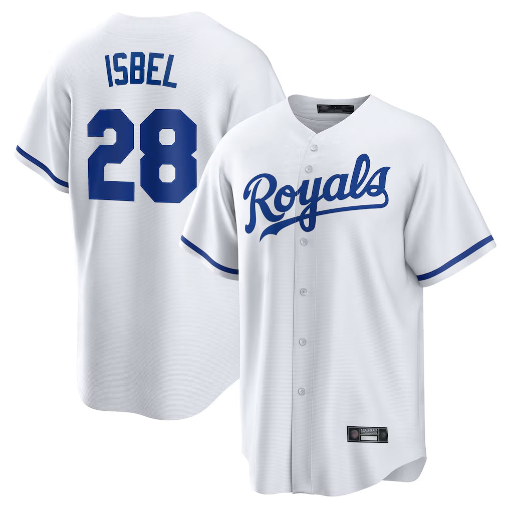 Odoa KC.Royals #28 Kyle Isbel Player White Home Game Stitched Jerseys