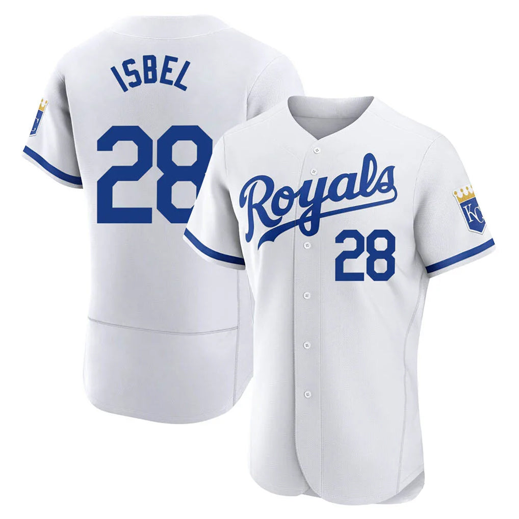 Odoa KC.Royals #28 Kyle Isbel Player White Limited Elite Home Game Stitched Jerseys