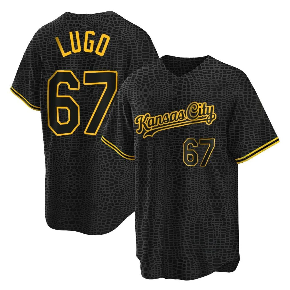 Odoa KC.Royals #67 Seth Lugo Player Black Snake Skin City Game Stitched Jerseys