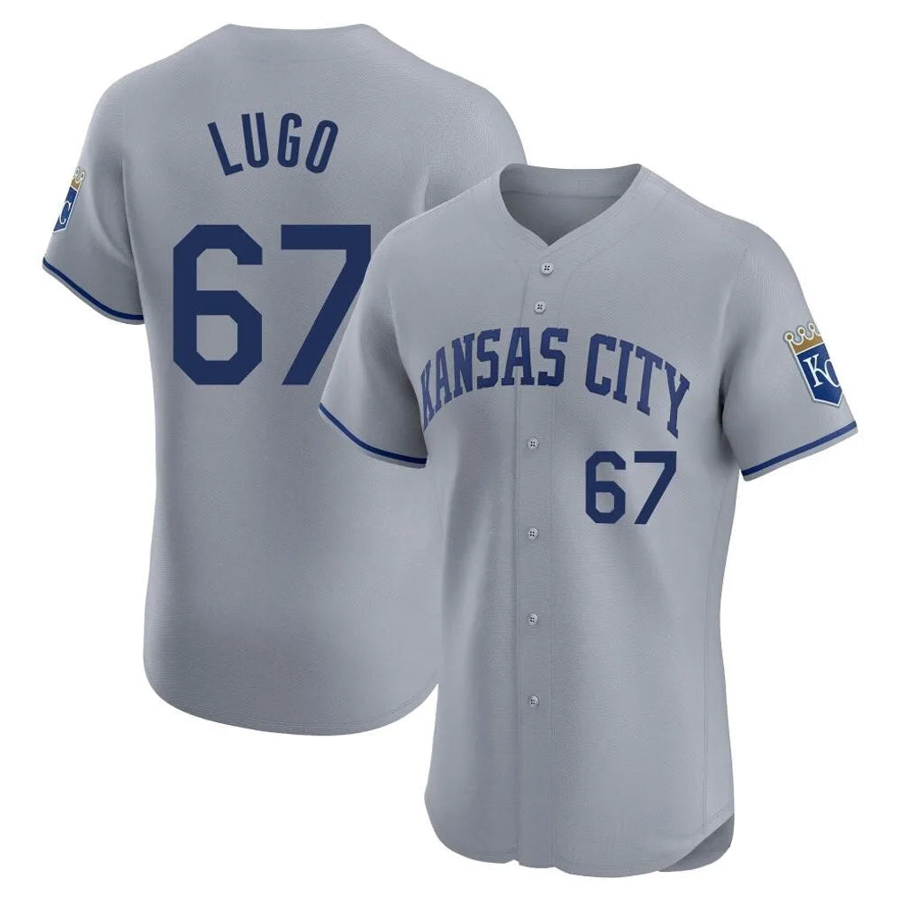 Odoa KC.Royals #67 Seth Lugo Player Gray Limited Elite Home Stitched Jerseys