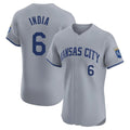 Odoa KC.Royals #6 Jonathan India Player Gray Limited Elite Home Stitched Jerseys
