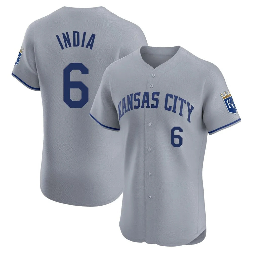 Odoa KC.Royals #6 Jonathan India Player Gray Limited Elite Home Stitched Jerseys