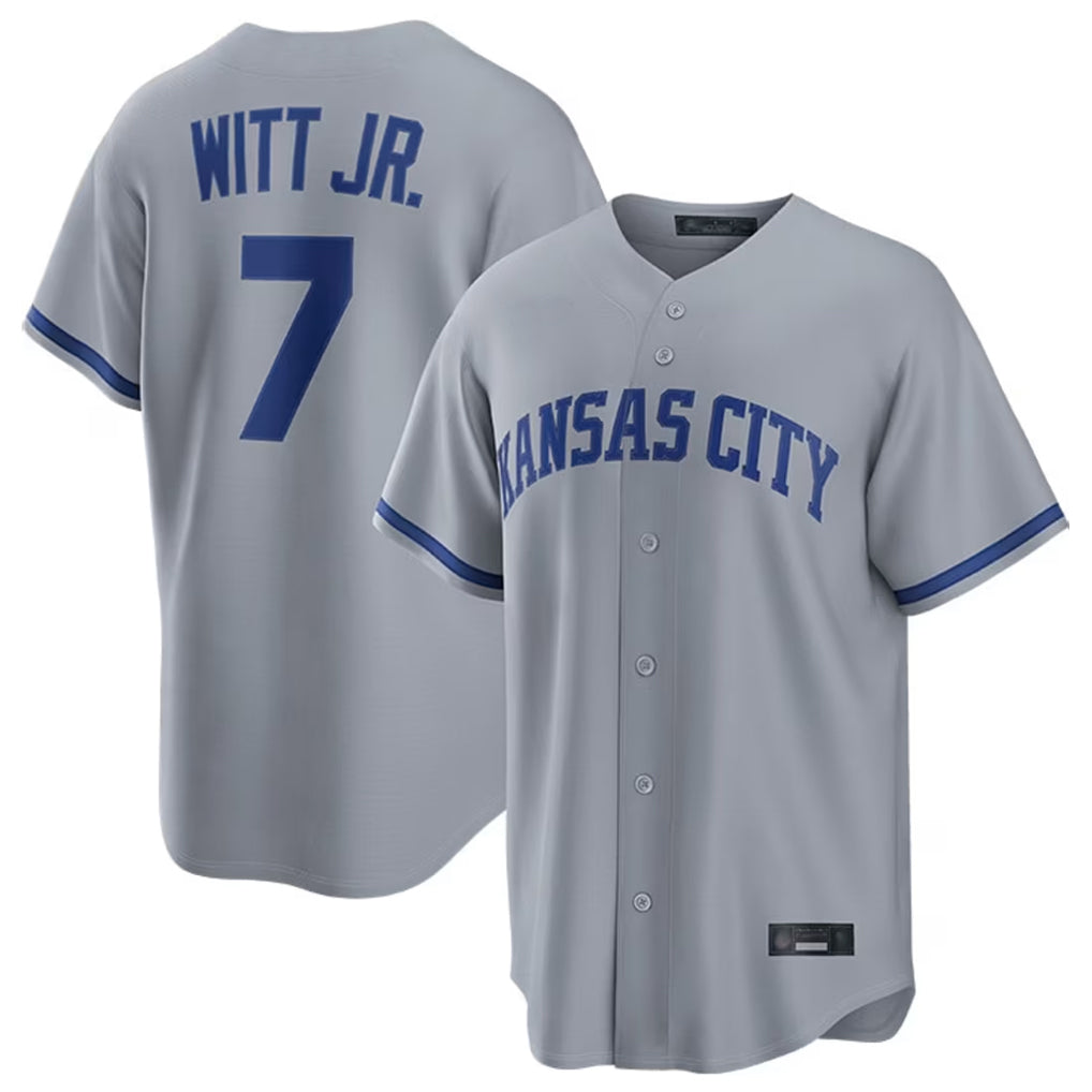 Odoa KC.Royals #7 Bobby Witt Jr. Player Grey Road Game Home Stitched Jerseys
