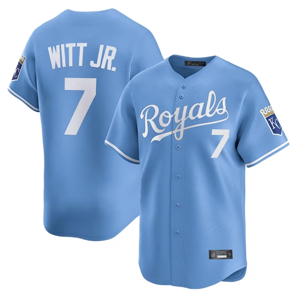 Odoa KC.Royals #7 Bobby Witt Jr. Player Light Blue Alt Limited Home Stitched Jerseys