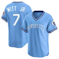 Odoa KC.Royals #7 Bobby Witt Jr. Player Light Blue Limited Throwback Cooperstown Collection T-shirt Stitched Jerseys