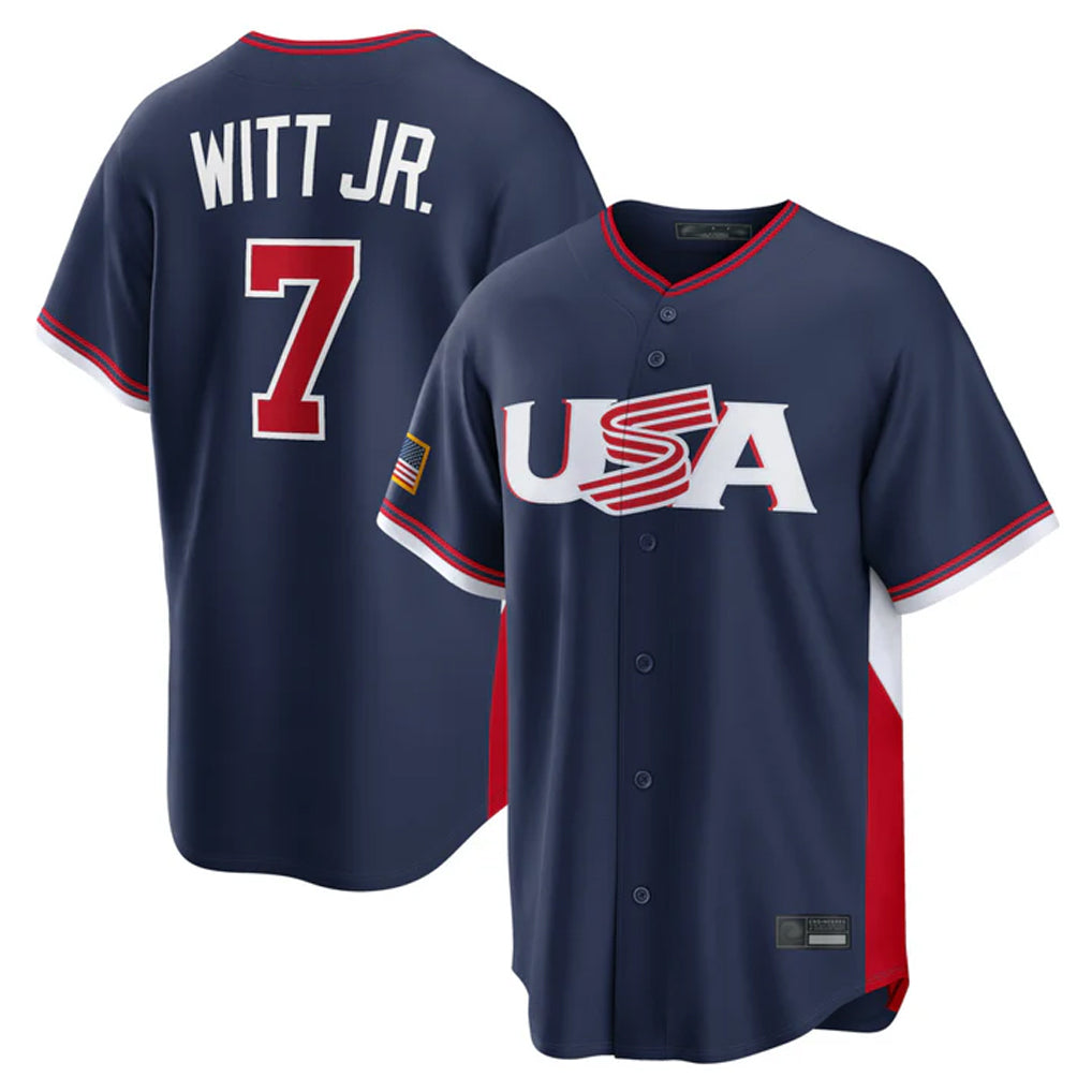 Odoa KC.Royals #7 Bobby Witt Jr. Player Navy USA 2026 World Classic Game Stitched Jerseys