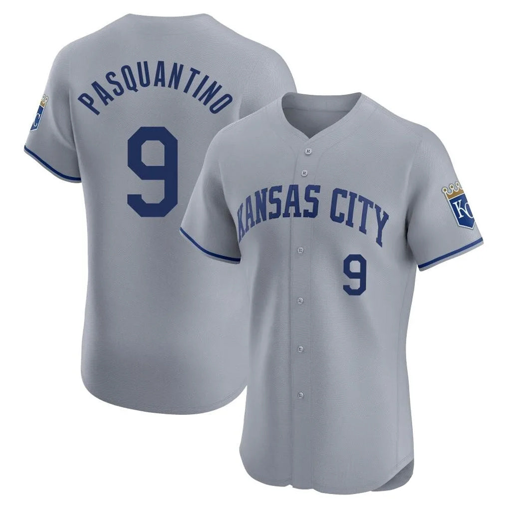 Odoa KC.Royals #9 Vinnie Pasquantino Player Gray Limited Elite Home Stitched Jerseys