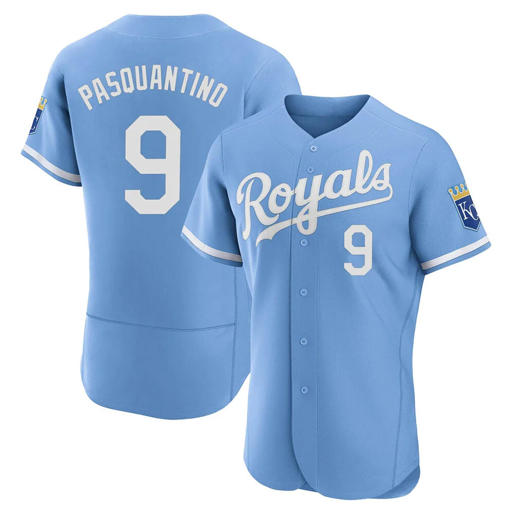 Odoa KC.Royals #9 Vinnie Pasquantino Player Light Blue Alt Limited Elite Home Stitched Jerseys