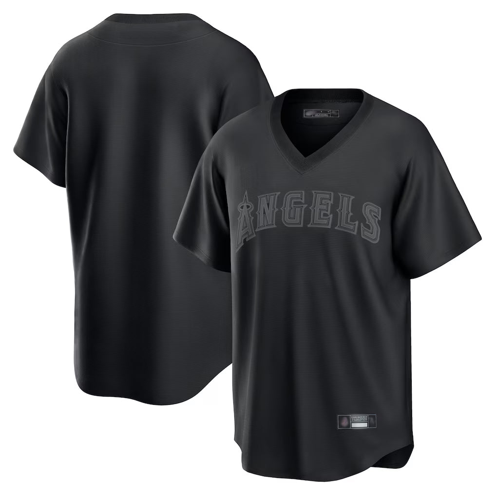 Odoa LA.Angels Black Pitch Fashion Blank Player T-shirt Stitched Jerseys