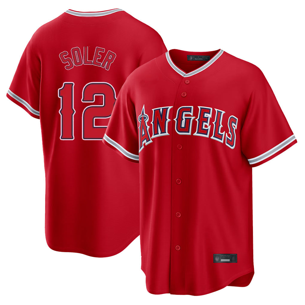 Odoa LA.Angels #12 Jorge Soler Player Red Home Game Stitched Jerseys