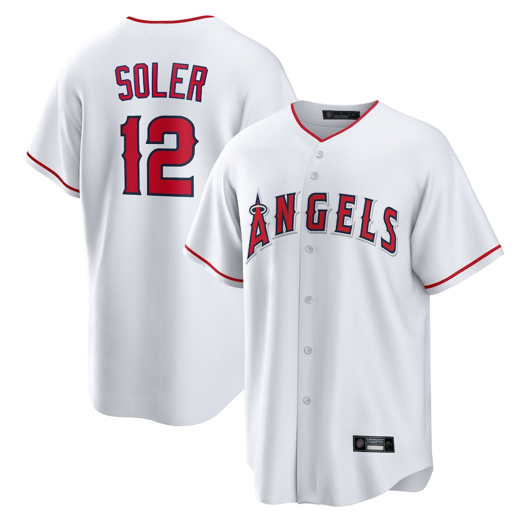 Odoa LA.Angels #12 Jorge Soler Player White Home Game Stitched Jerseys