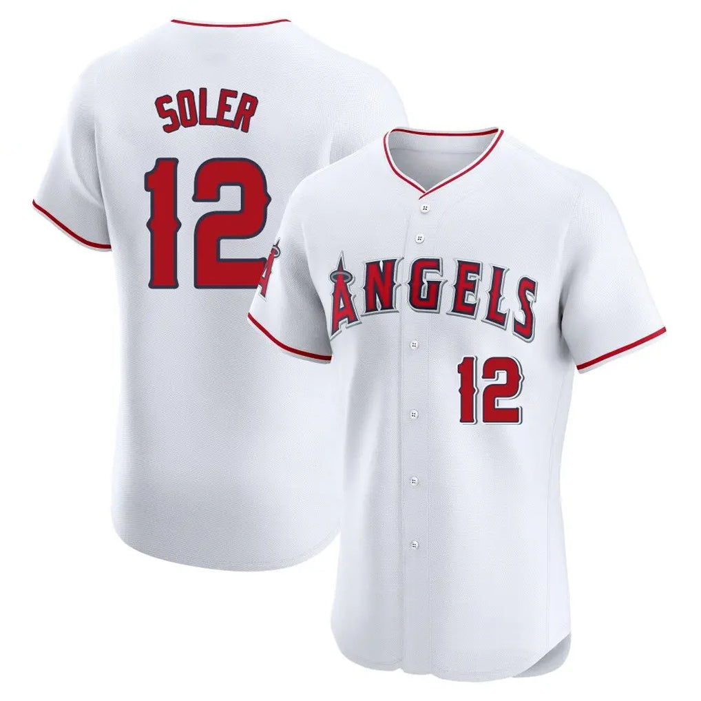 Odoa LA.Angels #12 Jorge Soler Player White Limited Elite Stitched Home Jerseys