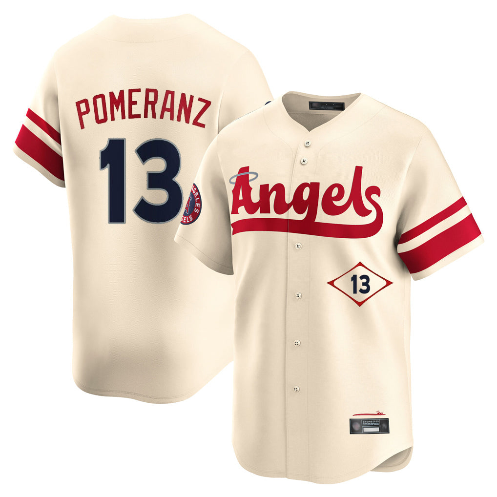 Odoa LA.Angels #13 Drew Pomeranz Player Cream City Connect Limited Home Stitched Jerseys