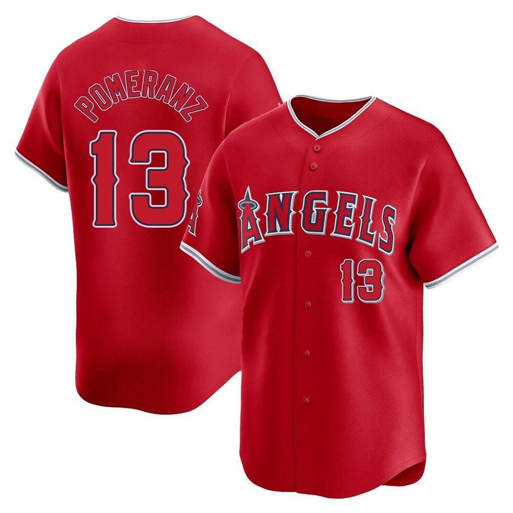 Odoa LA.Angels #13 Drew Pomeranz Player Red Home Limited Stitched Jerseys