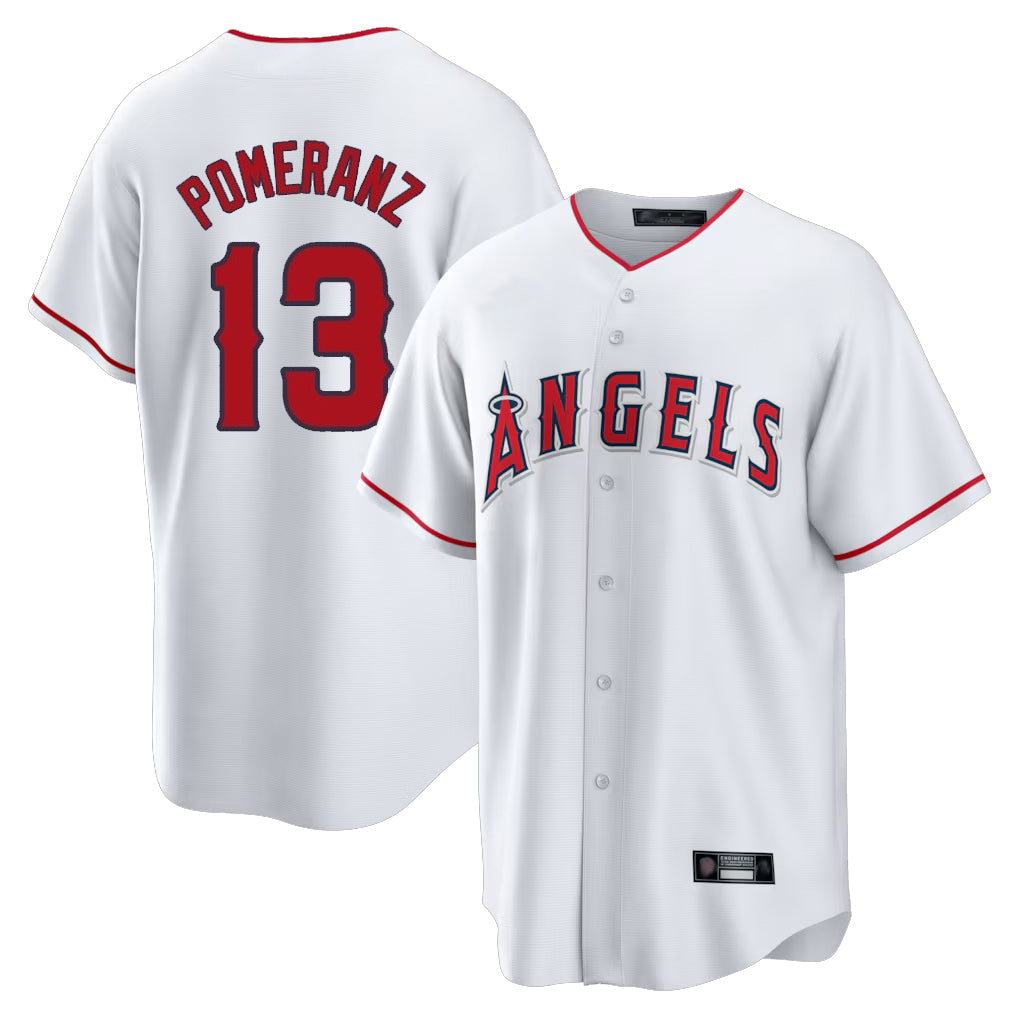 Odoa LA.Angels #13 Drew Pomeranz Player White Home Game Stitched Jerseys