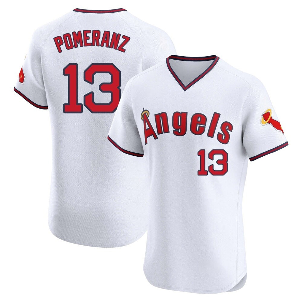 Odoa LA.Angels #13 Drew Pomeranz Player White T-shirt Home Limited Elite Stitched Jerseys