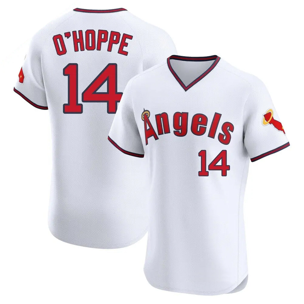 Odoa LA.Angels #14 Logan O'Hoppe Player White T-shirt Home Limited Elite Stitched Jerseys