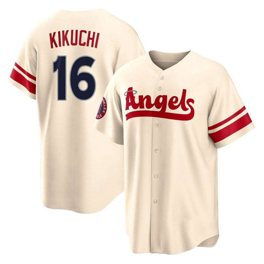 Odoa LA.Angels #16 Yusei Kikuchi Player Cream City Connect Home Stitched Jerseys